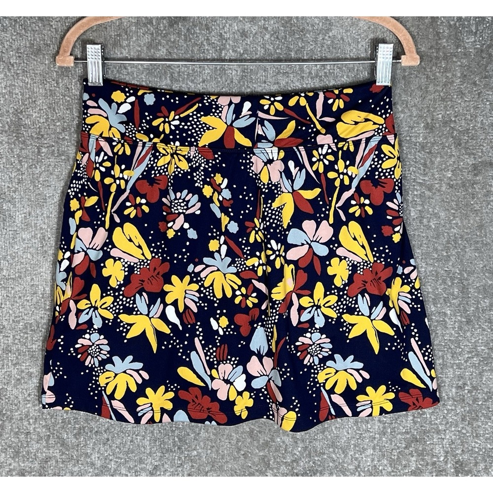 Title Nine Pull On Skort Womens Size S Blue Yellow Floral Stretch Golf Tennis - Picture 2 of 7